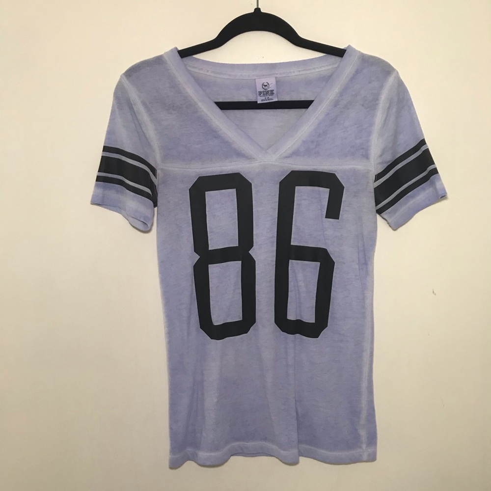 VS PINK Purple Varsity Tee - Picture 1 of 8